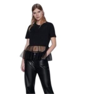 NWT Zara Black peplum top sz M
